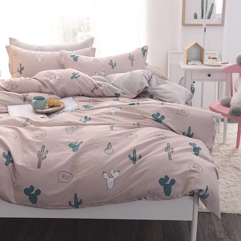 succulent duvet cover Pink Abigails Cactus Succulent Pillow And Duvet Cover For Girls – Bombomya